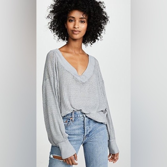 Free People Gray South SideThermal Top Size XS - Picture 1 of 10